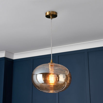 Litecraft Visconte Sarno Champagne Tint Oval Ceiling Pendant from B&Q