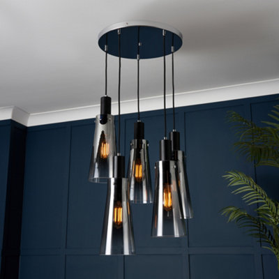 Litecraft Visconte Atrani Black Ombre 5 Light Cascading Pendant from B&Q