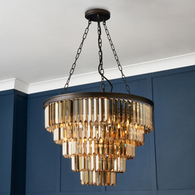 Litecraft Visconte Ingot Bronze 10 Light Crystal Effect Pendant from B&Q