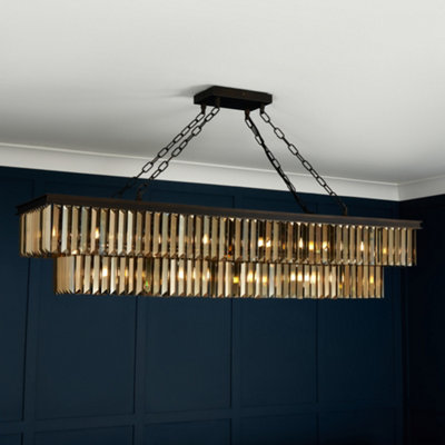 B&Q -  Visconte Ingot Bronze 9 Light Crystal Effect Pendant