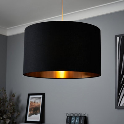 Inlight Helene Black & Gold Effect Foil Round Lamp Shade (D)40Cm from B&Q