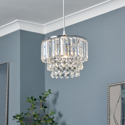 Inlight Sobra Polished Chrome Effect Tiered Round Lamp Shade (D)27Cm from B&Q