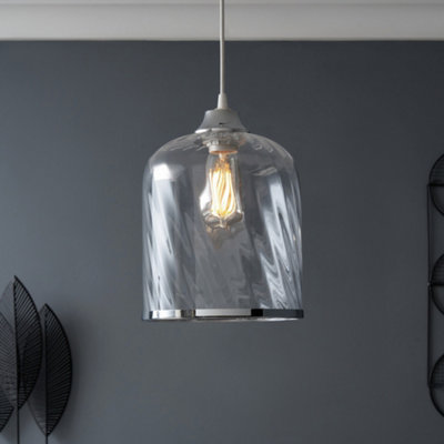 Inlight Velho Polished Clear Nickel Effect Ribbed Cylinder Lamp Shade (D)22.3Cm from B&Q
