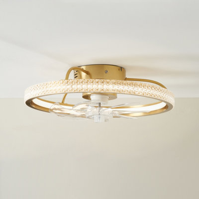 B&Q -  Modern Brass Effect Led Ceiling Fan Light