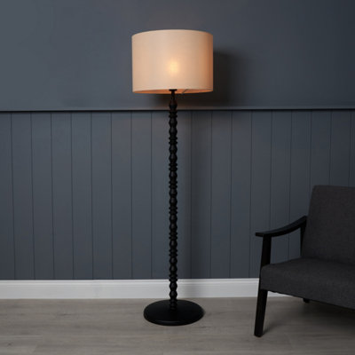 Inlight Patos Matt Black & Natural Wood Effect Led Floor Lamp from B&Q