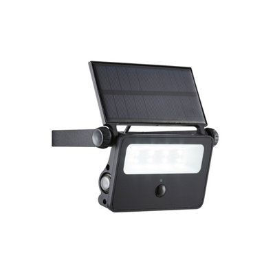 B&Q -  Luminosa Zink Pir Solar 6000K Led Outdoor Modern Wall Lamp Black Ip54