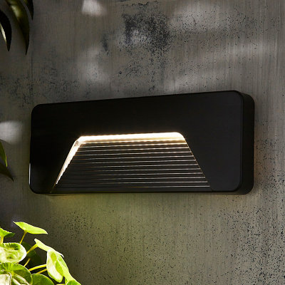 B&Q -  Soryx Fixed Matt Anthracite Charcoal Effect Mains-Powered Integrated Led Outdoor Brick On/off Wall Light 280Lm (Dia)21Cm