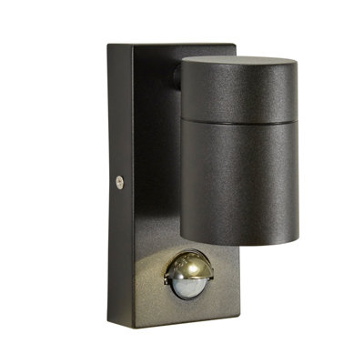 Generic Zinc Leto 1Lt Fixed Gu10 Wall Light X Pir Ip44 Black Wall Light Black Zn-37938-Blk from B&Q