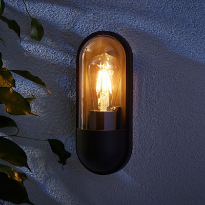 B&Q -  Kerry Fixed Matt Black Mains-Powered Led Outdoor Contemporary On/off Wall Light (Dia)10Cm