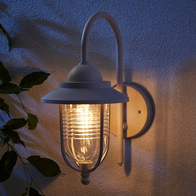 B&Q -  Dublin Fixed Matt Ivory Mains-Powered Led Outdoor Lantern On/off Wall Light (Dia)18Cm