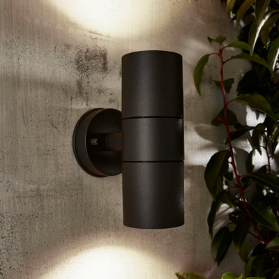 B&Q -  Odin Fixed Matt Black Mains-Powered Led Outdoor Up & Down On/off Wall Light (Dia)6Cm