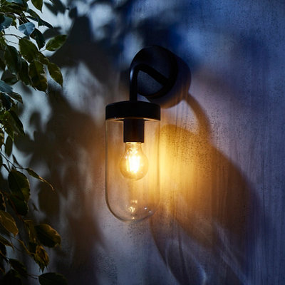 B&Q -  Mount Fixed Matt Grey Mains-Powered Led Outdoor Lantern On/off Wall Light (Dia)11Cm