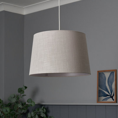 Inlight Petra Light Grey Woven Effect Slubby Cylinder Light Shade (D)40Cm from B&Q