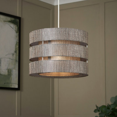 Inlight Petra Dark Grey Woven Effect Slubby Trio Cylinder Light Shade (D)33Cm from B&Q