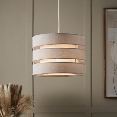 Inlight Petra Light Grey Woven Effect Slubby Cylinder Light Shade (D)28Cm from B&Q