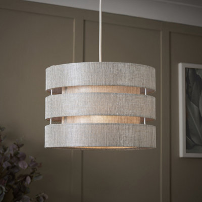 Inlight Ponte Light Grey Metallic Effect Contemporary Trio Cylinder Light Shade (D)28Cm from B&Q