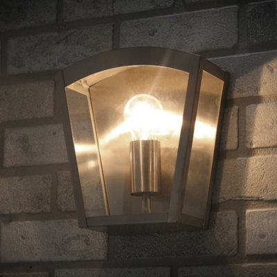 Litecraft Hamble Stainless Steel Outdoor Lantern Curved Wall Light from B&Q