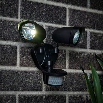 Litecraft Lune Black Outdoor Twin Led Flood Light With Pir Sensor from B&Q
