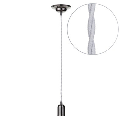 Litecraft Decorative Black Nickel Braided Grey Cable Ceiling Pendant from B&Q