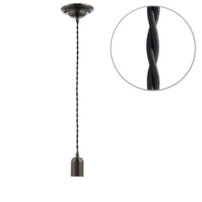 Litecraft Decorative Nickel Braided Black Cable Ceiling Pendant from B&Q