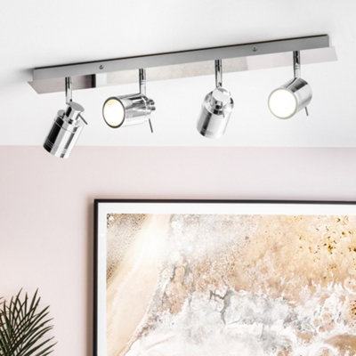 Litecraft Hugo Chrome 4 Light Ceiling Spotlight Bar from B&Q