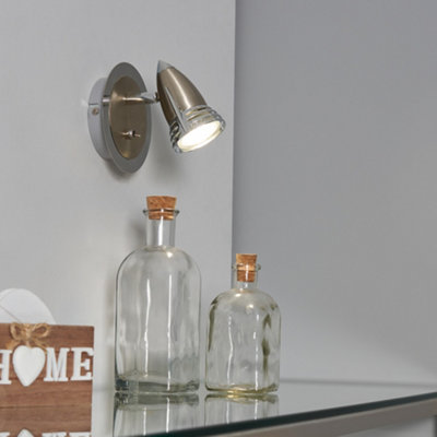 Litecraft Gemini Satin Nickel Adjustable Wall Spotlight from B&Q