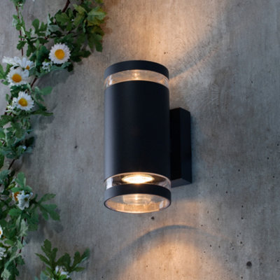 Litecraft Helo Dark Grey 2 Lamp Outdoor Up And Down Wall Light from B&Q