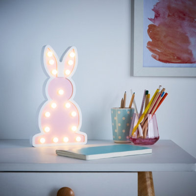 Litecraft Pink Bunny Glow Kids Led Table Lamp B&Q
