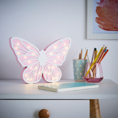 Litecraft White Butterfly Glow Kids Led Table Lamp B&Q