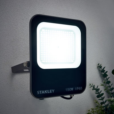 Stanley Ik10 Black Mains-Powered Cool Daylight Led Without Sensor Slimline Floodlight 16500Lm from B&Q