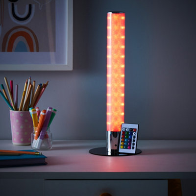 Litecraft Chrome Shimmer Glow Kids Led Cylinder Table Lamp from B&Q