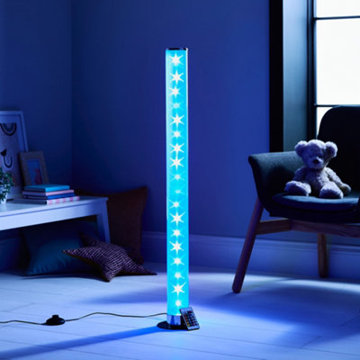 Litecraft Chrome Rgb Led Cylinder Galaxy Glow Kids Floor Lamp from B&Q