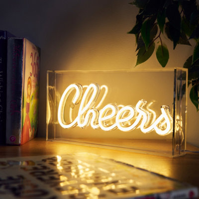 Litecraft Glow White Led Cheers Acrylic Neon Style Light Box from B&Q