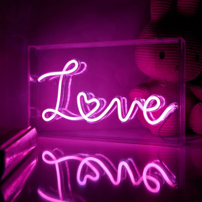 Litecraft Glow Pink Led Love Acrylic Neon Style Light Box from B&Q