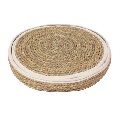 Leaf & Loom Set Of 6 Cream Border Seagrass Placemats In Basket from B&Q