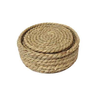 Leaf & Loom Set Of 6 Natural Seagrass Coasters In Basket from B&Q