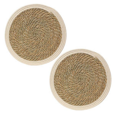 Leaf & Loom Set Of 2 Cream Seagrass With Polyester Border Mats from B&Q