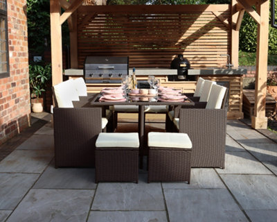 Royalcraft Cannes Brown 10 Seater Cube Set from B&Q