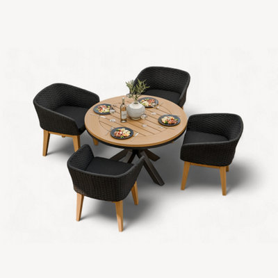 Royalcraft Tuscany 120Cm Round Table With 4 Eden Night Dining Chairs from B&Q
