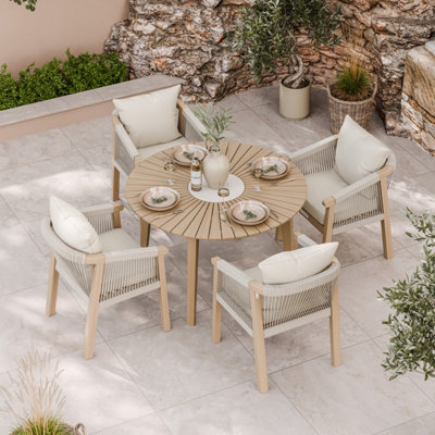 Royalcraft Roma 120Cm Round Sunray Table With Terrazzo Insert And 4 Roma Dining Chairs from B&Q