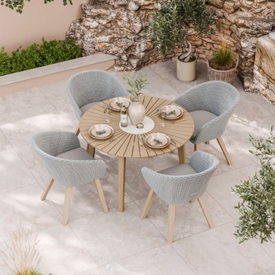 Royalcraft Roma 120Cm Round Sunray Table With Terrazzo Insert And 4 Sol Dining Chairs from B&Q