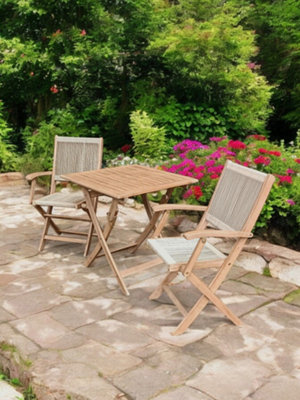 Royalcraft London 70Cm Square Folding Bistro Set With 2 London Rope Folding Armchairs from B&Q