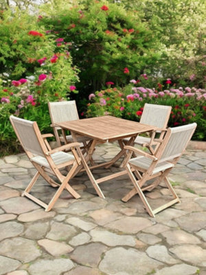 Royalcraft London 90Cm Square Folding Set With 4 London Rope Folding Armchairs from B&Q
