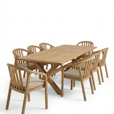 Royalcraft Lidia 8 Seater X Leg Dining Set With Riven Chairs from B&Q