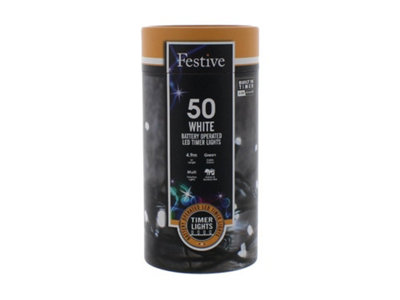 Festive Battery Operated Timer LightsWhite200 Leds from B&Q