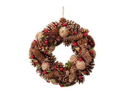 Festive Gold Pinecone Wreath30Cm (12") Diameter (P027747) from B&Q