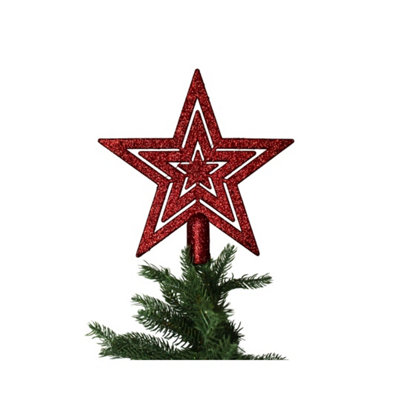  - Christmas Tree TopperRed Glitter Star