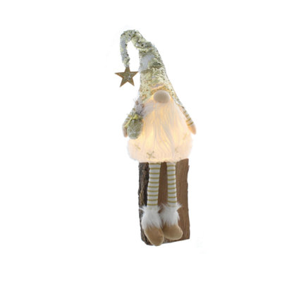  - Christmas DecorationDangly Leg Lit Gonk (Battery Operated)Gold Sequin
