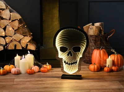 Festive Productions 3D Skull Led Infinity Effect Halloween Light White 40Cm Indoor Decoration