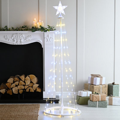 Festive Cone Tree With White And Warm White Multifunction Lights150Cm from B&Q